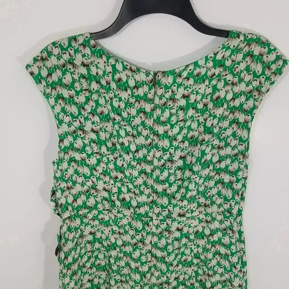 {Anthropologie} Moulinette Soeurs Green Silk Undercurrent Tulip Print Dress - Picture 9 of 14